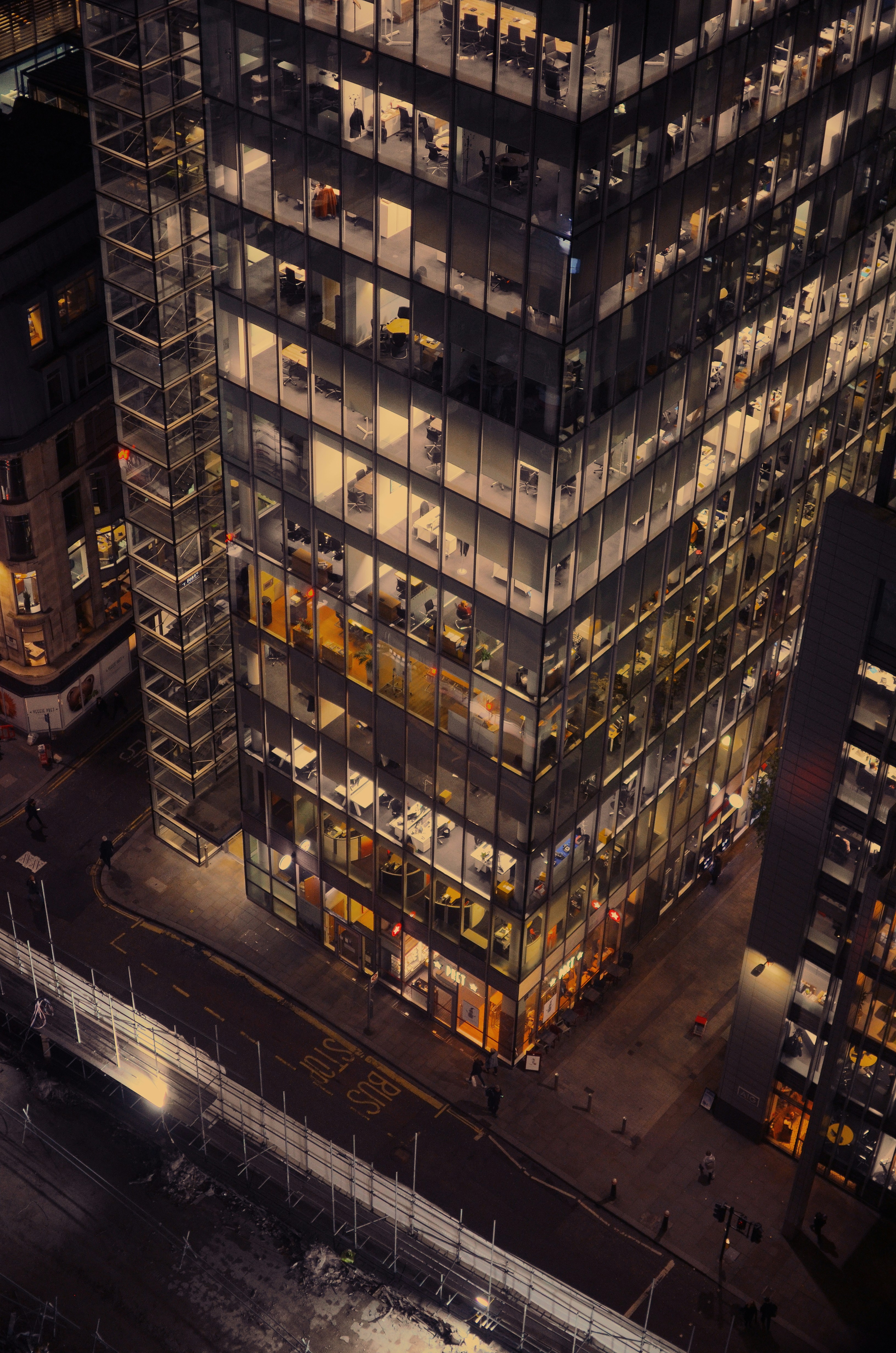 Services - Modern office building at night